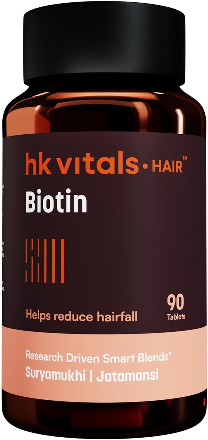 Health;Kart hk Vitals Biotin 90 Tablets | Supplement for Hair Growth, Strong Hair and Glowing Skin, Fights Nail Brittleness