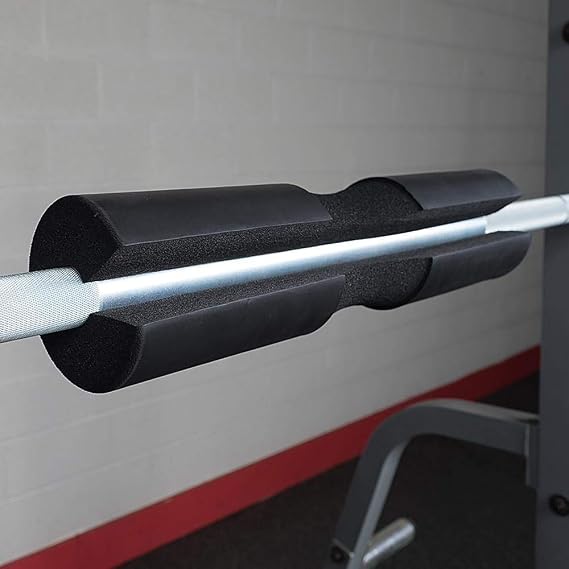 Body-Solid Premium Barbell Pad - Anti-Slip Gym Bar Pad with High-Density Foam for Olympic and Standard Barbells, Weightlifting and Strength Training, Black