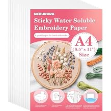 NEBURORA Printable Water Soluble Stabilizer for Embroidery 10 Pcs 8.2"x 11.6" Sticky Embroidery Paper Wash Away Embroidery Dissolvable Backing for Hand or Machine Sewing Supplies