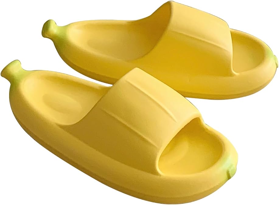 XIXITIAO Banana Sandals Slides, Open Toe Funny Cloud Slides, Summer Shower Beach Slippers