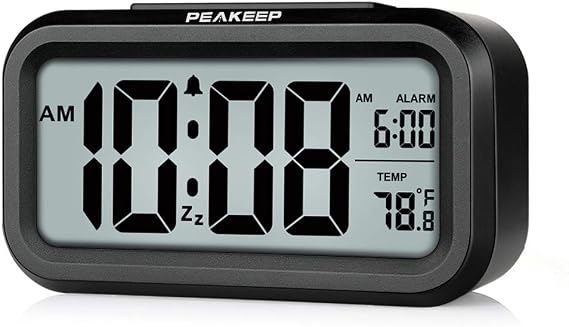 Peakeep Night Light Digital Alarm Clock Battery Operated Indoor Temperature