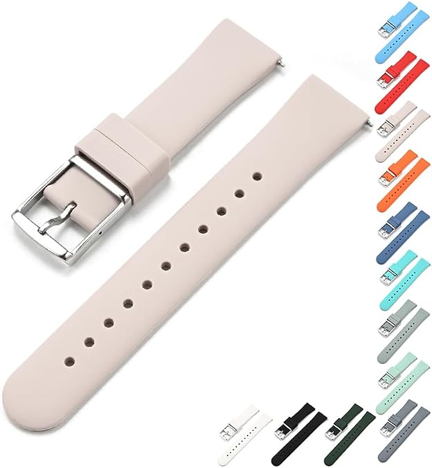 18mm 20mm 22mm Quick Release Silicone Watch Band, Rubber Band For Samsung Galaxy Watches, Replacement Straps with Silver Buckle For Smart Watches, Silicone Straps For Garmin Watches