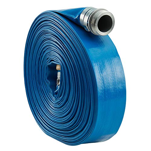 Blue 2 x 100 Pool Pump Water PVC Hose - Backwash Filter Discharge Drain Hose - Blue Lay Flat Trash Pump Rubber Hose