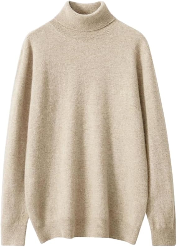 Aecsoc XBF-YS2203 100% Wool Sweater, Turtleneck High Neck, 12 Gauge, Classic Cotton Sheeting Solid Knit, Gentlemen's Men's Long Sleeve Pullover