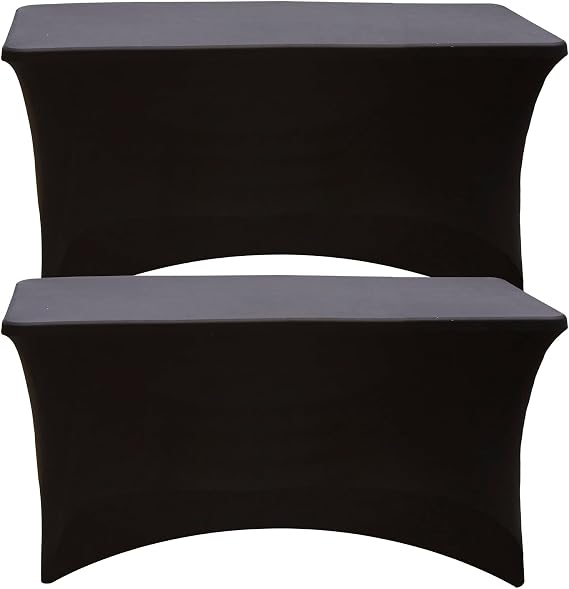 Spandex Tablecloth 2 Pack Fitted Washable and Wrinkle Resistant Stretchy Rectangular Patio Table Cover for Party DJ Trade Shows Banquet Wedding Cocktail 48 L x 30 W x 48 H