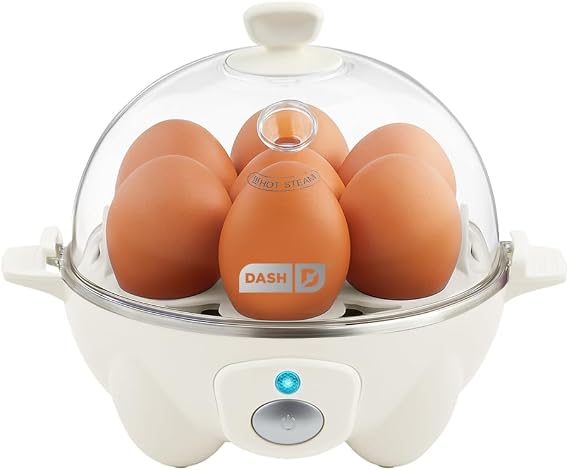 DASH Rapid Egg Cooker 7pcs Egg Capacity Electric Egg Cooker for Hard Boiled Eggs, Poached Eggs, Scrambled Eggs, Omelets with Auto Shut-off - Cream