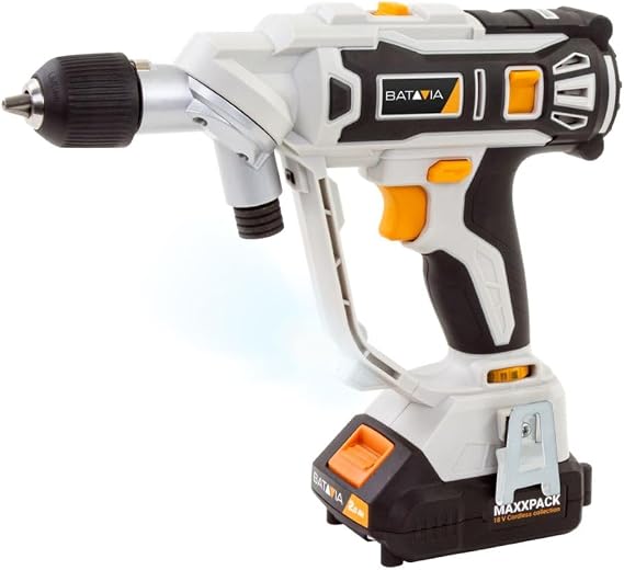 BATAVIA 20V 2-in-1 Cordless Drill Driver, Rotatable Dual Chucks for Fast Bit Swapping, Power Drill Set for Home Repairs, Cabinetry and DIY Projects, 11+1 Torque, 2-Speed, Battery and Charger Included
