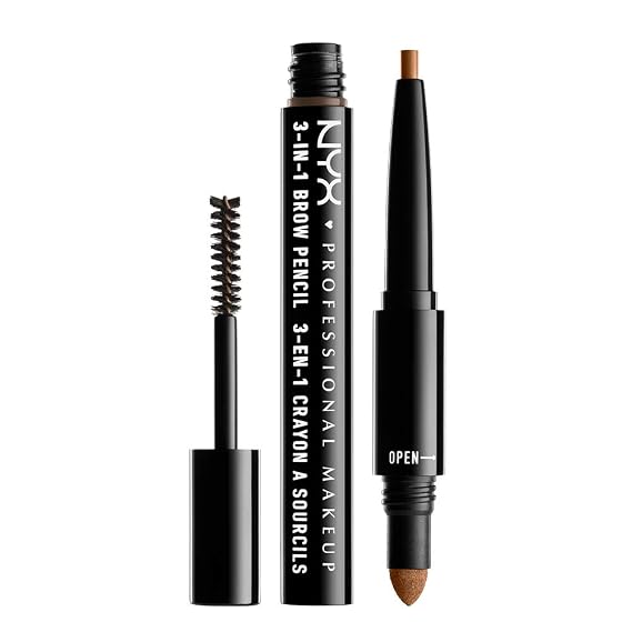 NYX PROFESSIONAL MAKEUP 3-In-1 Brow Pencil, Eyebrow Pencil - Caramel