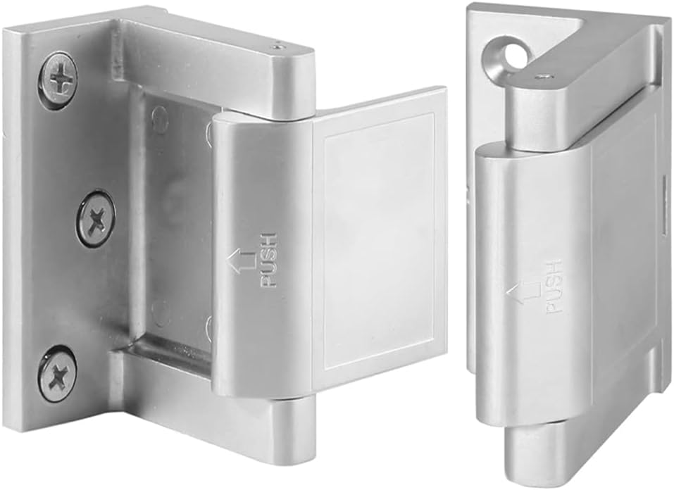Home Security Door Lock, 2 Pack Child Proof Door Reinforcement Lock with Upgraded 3''Stainless Steel Screws for Inward Swinging Door, Privacy Door Latch Defend Home and Hotels
