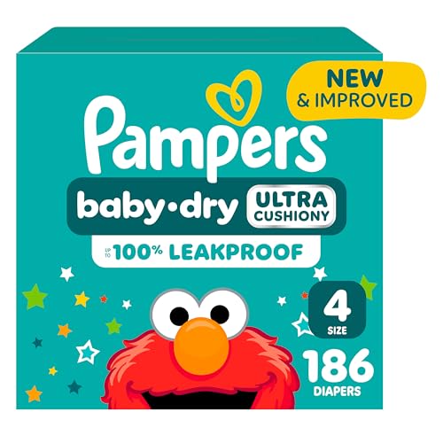 Pampers Diapers - Baby Dry - Size 4, 186 Count, Absorbent Disposable Infant Diaper Packaging May Vary