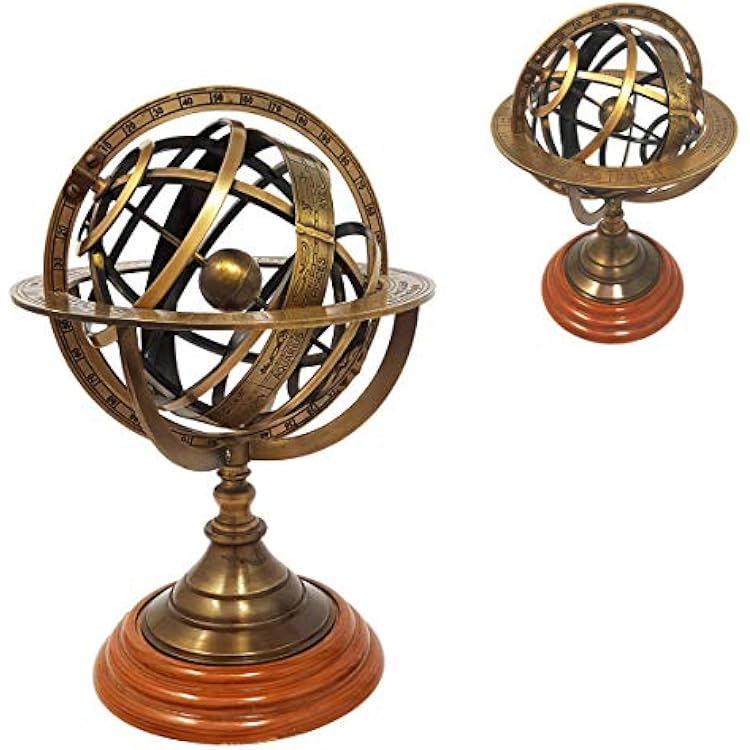 Brass Nautical - 8 inches Tall Antique Armillary Sphere Globe Replica Gift; Vintage Table Decor and Gift