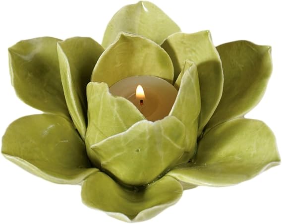 HomArt Lotus Tea Light Holder, Green
