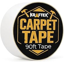 Kraftex Double-Sided Carpet Tape for Area Rugs, 90ft x 1.88". Rug Tape Hardwood Floor no Damage, Heavy Duty and Double Sided for Carpet, Tiles, Concrete and More. Use Indoors or Outdoor