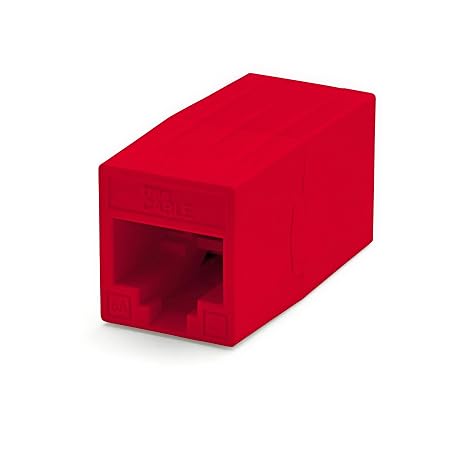 TRUE CABLE Cat6A Inline Coupler, Unshielded (UTP), PoE++ (4PPoE), UL Listed, ETL Verified, ANSI/TIA 568-2.D Cat 6A Performance Compliant, Female to Female RJ45 Couplers, Red, 6 Pack