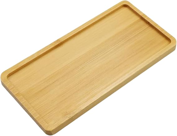 Multi-Purpose Bamboo Square Round Corner Presentation and Serving Tray - Stylish Wooden Look Durable Tray, Oil Coaster, Convenient Organizer for Kitchen and Bathroom