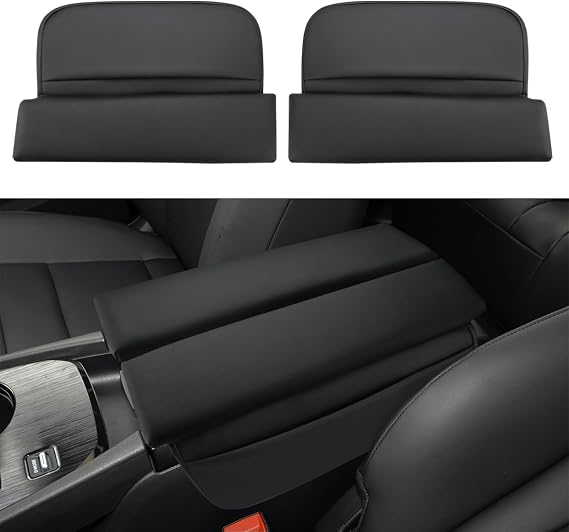 INTGET Car Center Console Armrest Cover for Nissan Rogue Accessories 2021-2026 2022 2023 2024 2025 Leather Arm Rest Box Lid Middle Console Seat Cover Protector (Black Cushion Flat, 2021-2026)