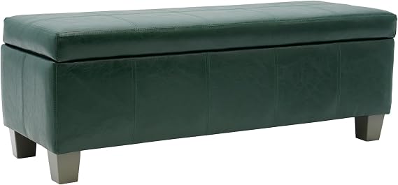 41" Storage Ottoman, Storage Bench with Safety Hinge, Upholstered Synthetic Leather Ottoman Bench for Bedroom, Living Room, Entryway, Hallway, Foot Rest, Support 500lbs