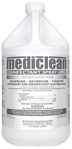 PRORESTORE Mediclean Disinfectant Spray Plus Fragrance Free, Professional Broad Spectrum Disinfectant for Mold, Mildew, Kills Organisms that Cause Odor, 1-Gal, 4 Pk (221522902)