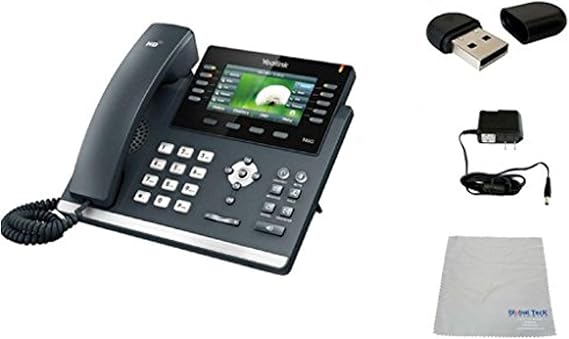 Yealink T46G SIP POE Office Phone Bundle with Power Supply and Microfiber Cloth - Requires VoIP Service - Vonage, Ring Central, 8x8, Mitel or Cloud Services - (T46G WiFi Bundle)