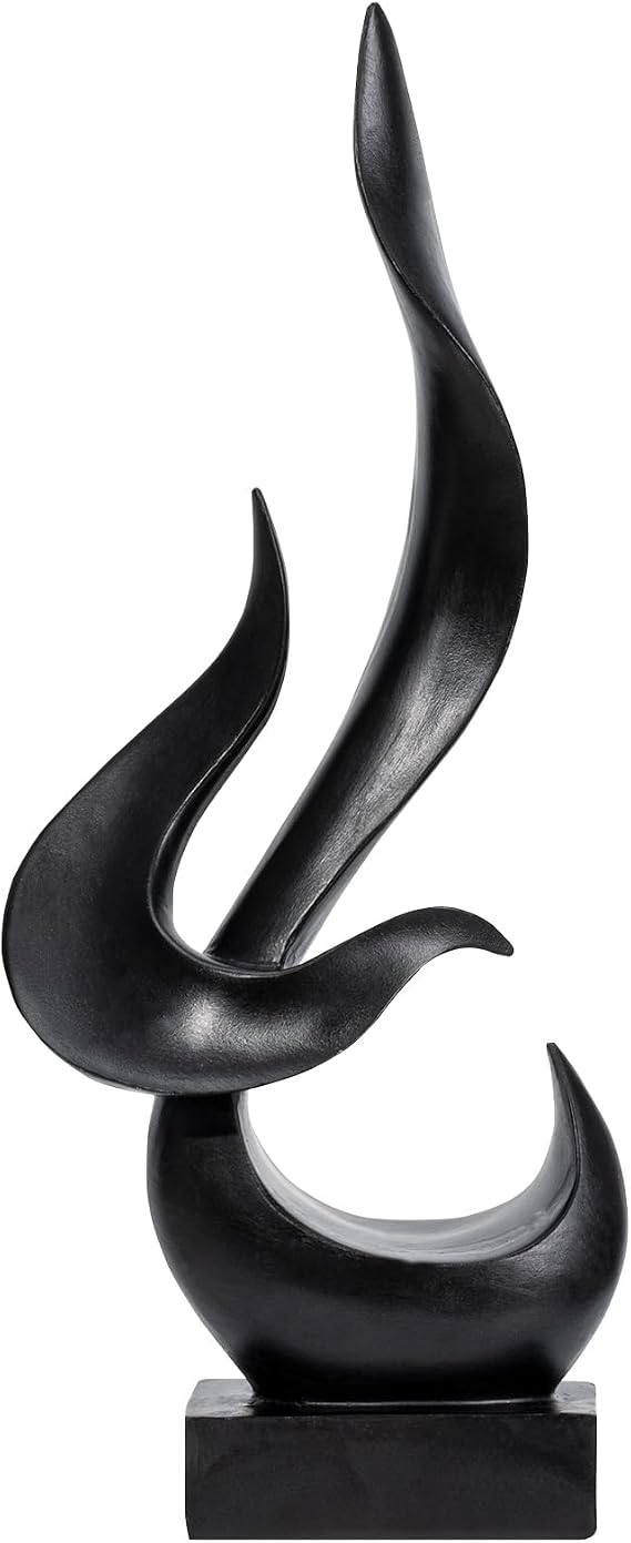 Black Fire Flame Sculpture, Art Modern Abstract Statue, Shelf Accents Decor | Modern Home Resin Sculptures Decorative Objects,Table Top Decor for Livingroom Home Decor,Office Shelf Sculpture