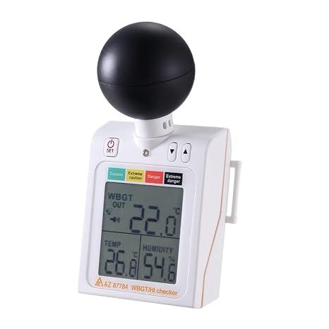 Heat Stress WBGT Meter Portable Alarm Function Heat Stroke Index WBGT HI Temperature Humidity Monitor for Indoor Outdoor Use
