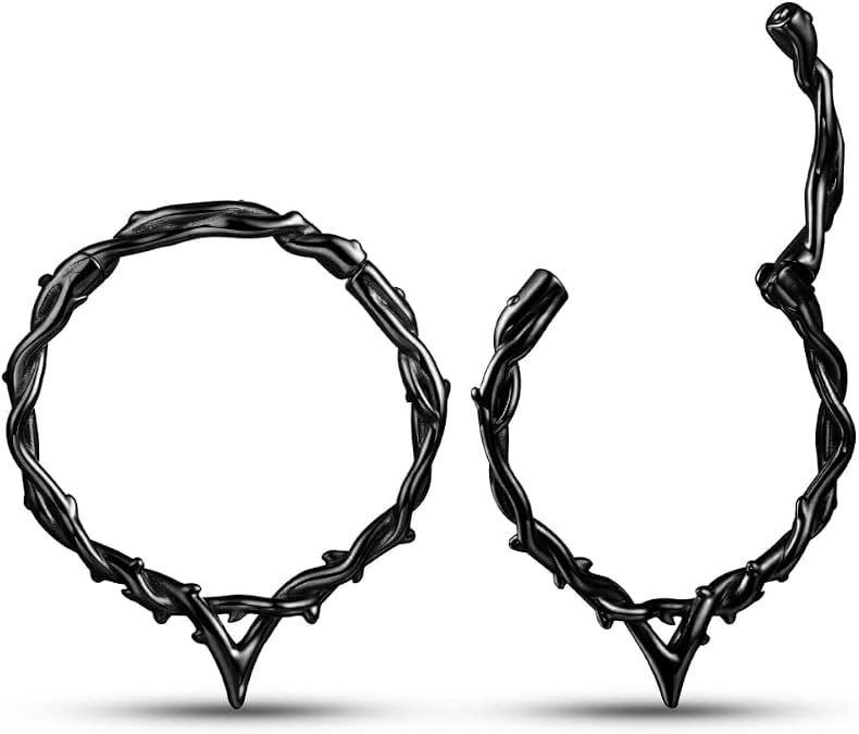 Casvort 2PCS Hypoallergenic Black Beautiful Floral Ear Weights 316 Stainless Steel Ear Hangers Timeless Plugs for Stretched Lobe in 6g Fashion Piercing Body Jewelry