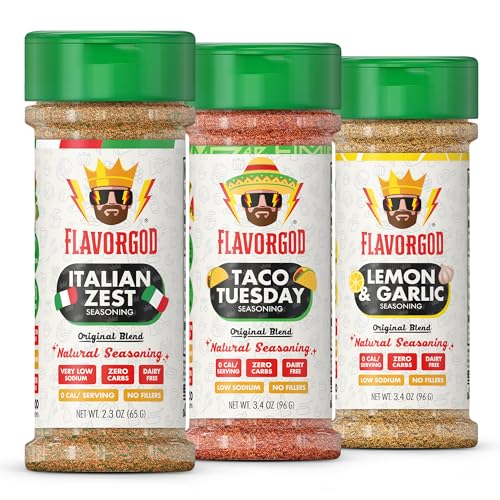 Vegan Lovers Combo Pack of 3, Herbs, Spices and Seasoning Gift Set - Italian Zest, Taco Tuesday, and Lemon & Garlic- Premium All Natural & Healthy Spice Blend - Flavor God Seasonings