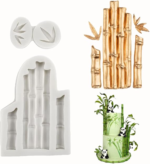2 PCS Bamboo and Leaf Silicone Molds for DIY Candy Making Tools