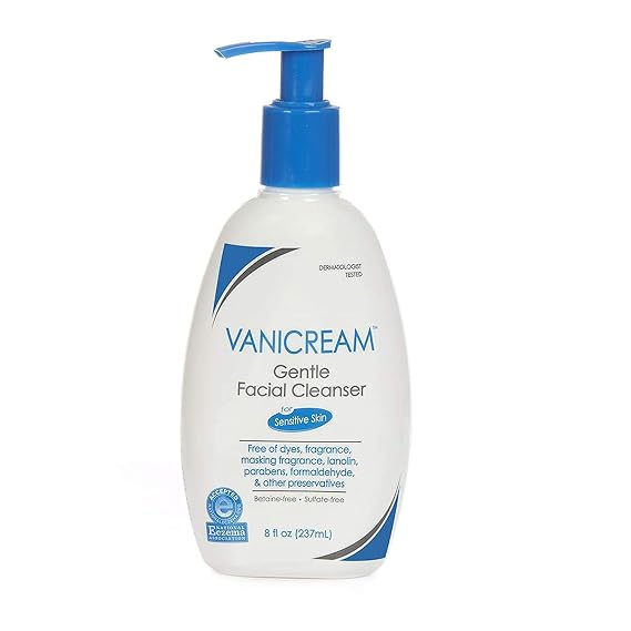 Vanicream Gentle Facial Cleaner with Pump Dispenser, 8 Fl Oz, Formulated without Common Irritants for Sensitive Skin, Removes Makeup, Dirt & Excess Oils, Non-Comedogenic, pH-Balanced Face Wash