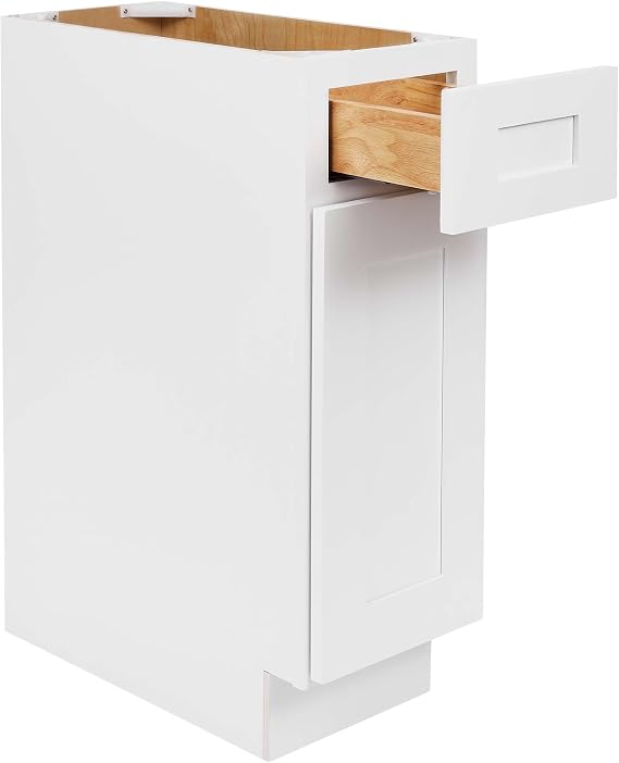 12-Inch Kitchen Base Cabinet with Drawer, White, Ready to Assemble - 12" W x 34.5" H 24" D
