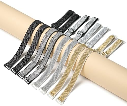 Womens Bra Straps Glitter Elastic Adjustable Underwear Removable Sparkling Strap Replacement Shoulder, Bra Accessories Lingerie Straps for Strapless Dress 4 Pair