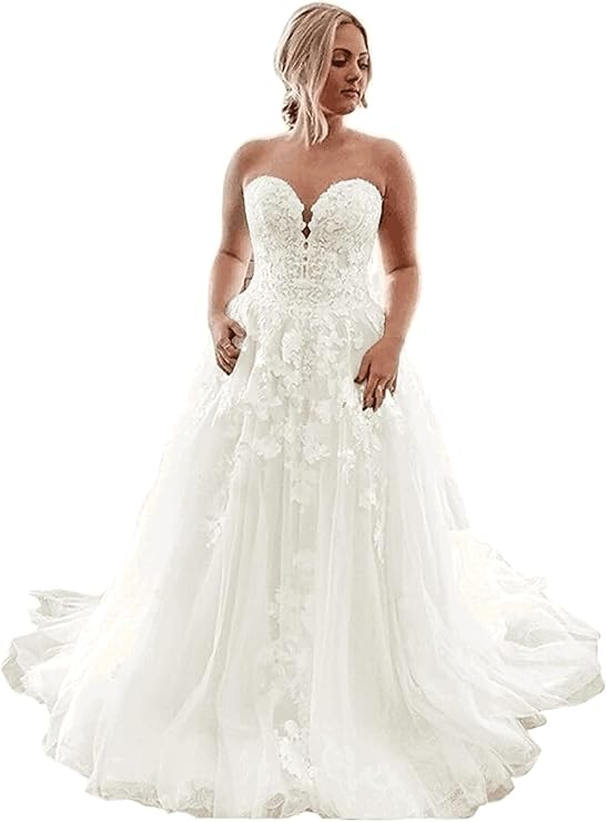 Fanciest Women's Lace Wedding Dresses for Bride 2025 Ball Gowns White