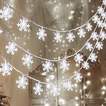 2 Packs 100 LED Christmas Snowflake String Lights Hanging Decorations - Winter Wonderland Lighted Decor for Holiday Xmas Indoor Outdoor Party Supplies (42.6ft,Batteries Not Included)