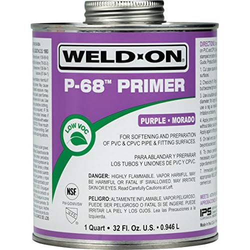 WELD-ON 10210 P-68 PVCCPVC Non-Bodied Primer - Fast Acting and Low-VOC, Purple, 1 Quart 32 fl oz