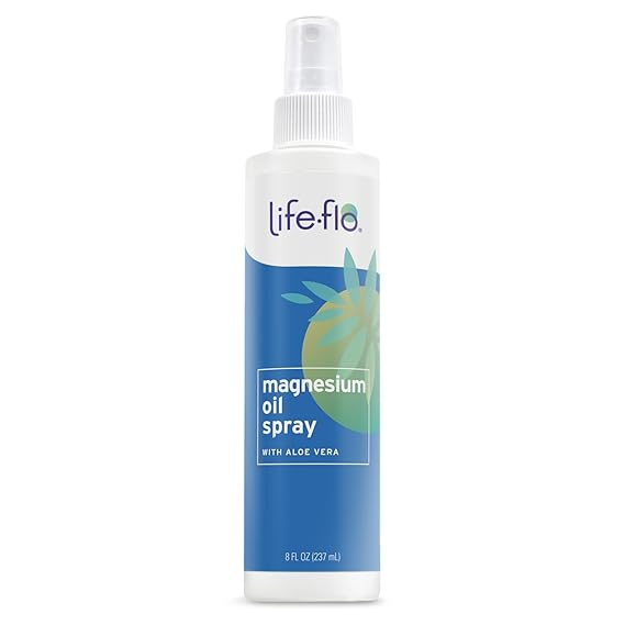 Life-flo Magnesium Oil Spray with Organic Aloe Vera, Magnesium Chloride Spray from Zechstein Seabed, Calms and Relaxes Muscles and Joints, Soothes Skin, Not Tested on Animals, 8oz