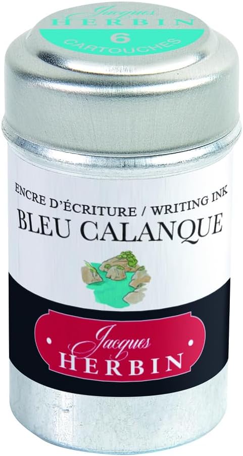 Herbin Writing Ink Cartridges - Bleu Calanque, Pot of 6