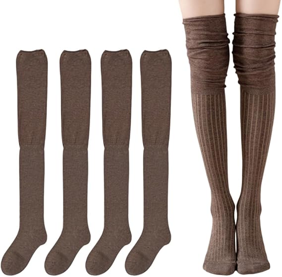 HESBITEUL Women Thigh High Socks Cotton: Extra Long Long Boot Stockings - Knit Warm Leg Warmers