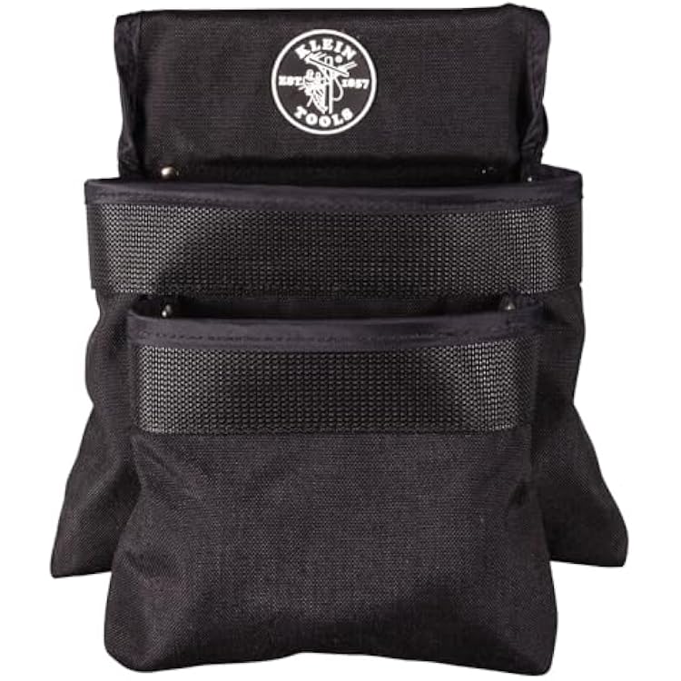 Klein Tools 5702 Tool Pouch, Powerline Series Utility Pouch Fits Tool Belts up to 2.5-Inch, Strong Rivet Reinforced Stitching, 2-Pocket
