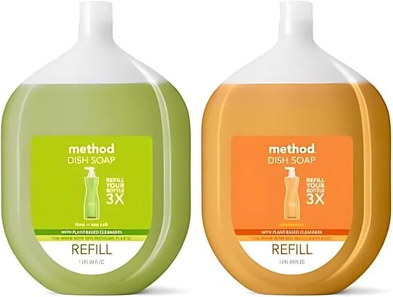 Method Liquid Dish Soap 2 Scent Variety Pack (Lime & Sea Salt + Clementine)