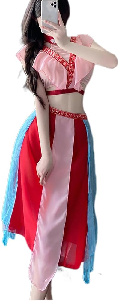 Women's Sexy Chinese Ancient Style Lace Flower Dress Japanese Geisha Underwear Nightgown