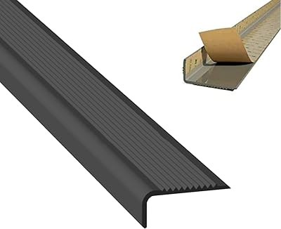 Non-Slip Stair Edge Protector, Rubber Stair Treads, Stair Nosing Strips, Self Adhesive Stair Edge Protector Non-Slip and Waterproof Indoor Staircases,Black,1.5X4 cm