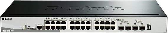 D-Link 28-Port Gigabit Stackable Smart Managed PoE+ Switch 10G Uplinks | 24 PoE+ (193W) 2 10GbE SFP+ 2 SFP Ports| L2+/L3 Lite |VLANs |Web Managed |Surveillance Mode | NDAA Compliant (DGS-1510-28P)