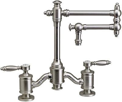 Waterstone 6100-12-AC Towson Bridge Faucet w12 Articulated Spout - Lever Handles Antique Copper