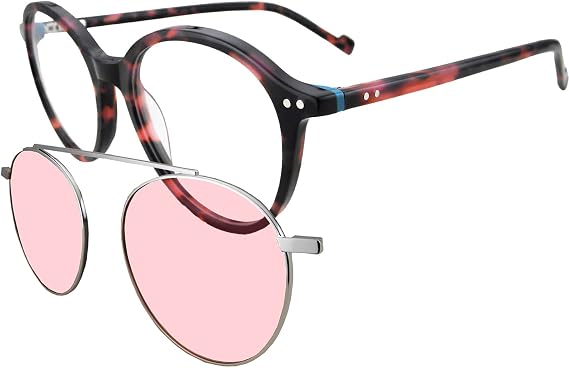 Circleperson Clip on Sunglasses Magnetic glasses for women men Vintage round Spring hinges