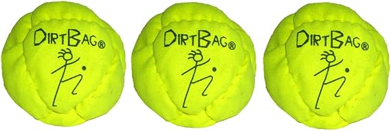 Dirtbag Classic Footbag Hacky Sack, 3 Pack Handmade, Professional Grade Durable, Original Design, Machine Washable, Fluorescent Yellow