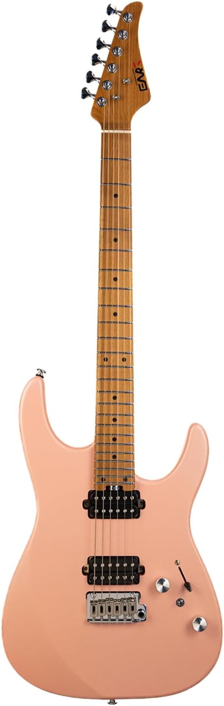 EART 6 String Solid Body Electric Guitar EYP-OMNI24 Roasted Bookmatched Mahogany Body Artones-Hh-Y Pickup Set for Creative Young Musicians(Shell Pink)