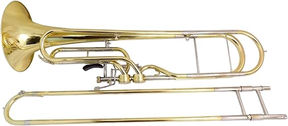 Trumpets Beginner F Key Contrabass Trombone with Case and Mouthpiece Yellow Brass Trombones Musical Instruments Lacquer Silver Plated Trumpet Set (Color : Lacquer)