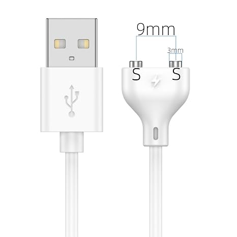 2 Prong Magnetic USB DC Charger Cable Replacement Charging Cord,9mm-0.35inch, 31.4Inch Long Charger for Toys/Facial Cleanser/Electric Toothbrush (9mm-0.35)