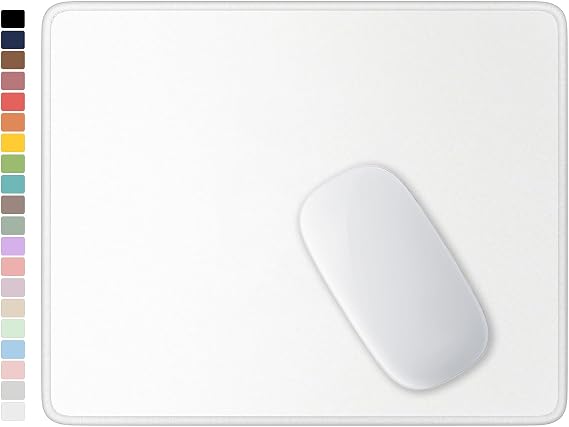 Hsurbtra Mouse Pad, Premium-Textured Square Mousepad 26 x 21 cm, Stitched Edge Anti-Slip Waterproof Rubber Mouse Mat, Pretty Cute Mouse Pad for Office Gaming Laptop Women Kids White