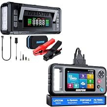 AVAPOW 5000A 150PSI Jump Starter Whit Air Compressor with 4 HD Display & Avapow 4-System Diagnostics Obd2 Scanner